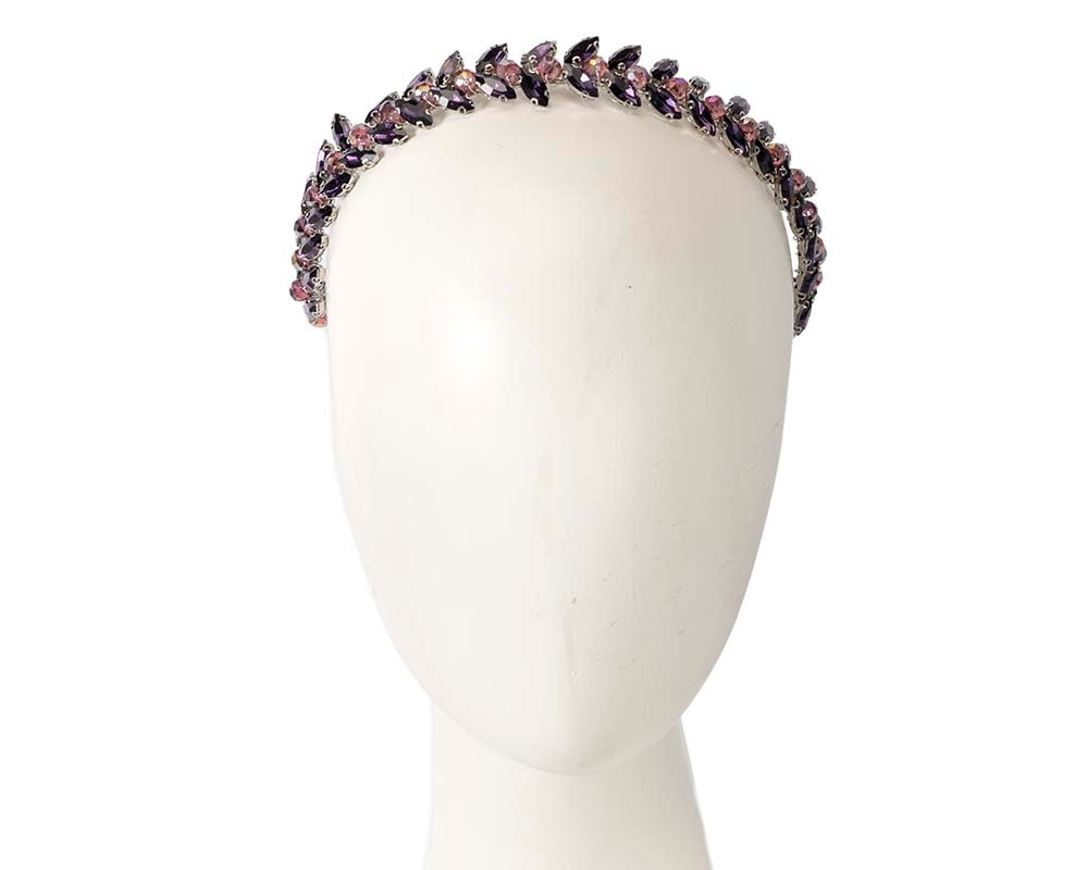 Fascinators Online - Petite purple crystal fascinator headband