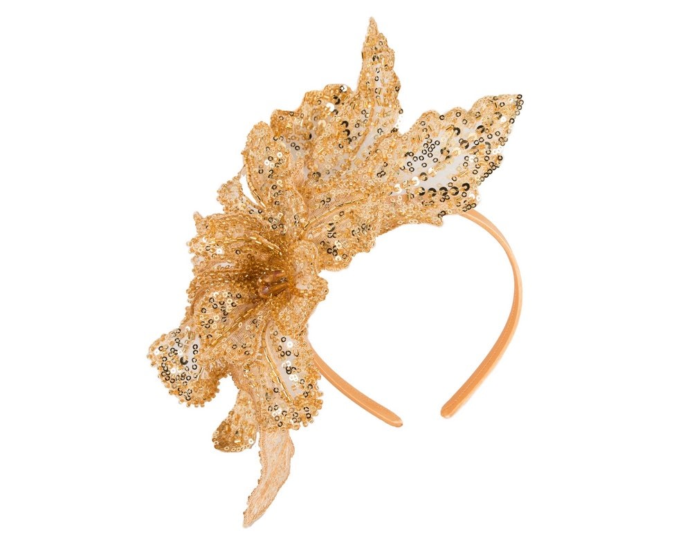 Fascinators Online - Australian made gold lace fascinator