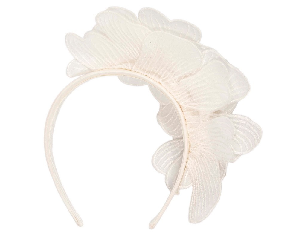 White flower headband fascinator by Max Alexander - Fascinators Online White flower headband fascinator by Max Alexander - Image 4