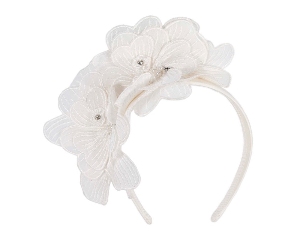 Fascinators Online - White flower headband fascinator by Max Alexander