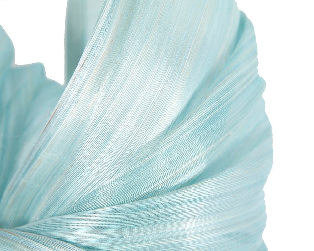 Light blue twists of silk abaca fascinator by Fillies Collection - Fascinators Online Light blue twists of silk abaca fascinator by Fillies Collection - Image 3