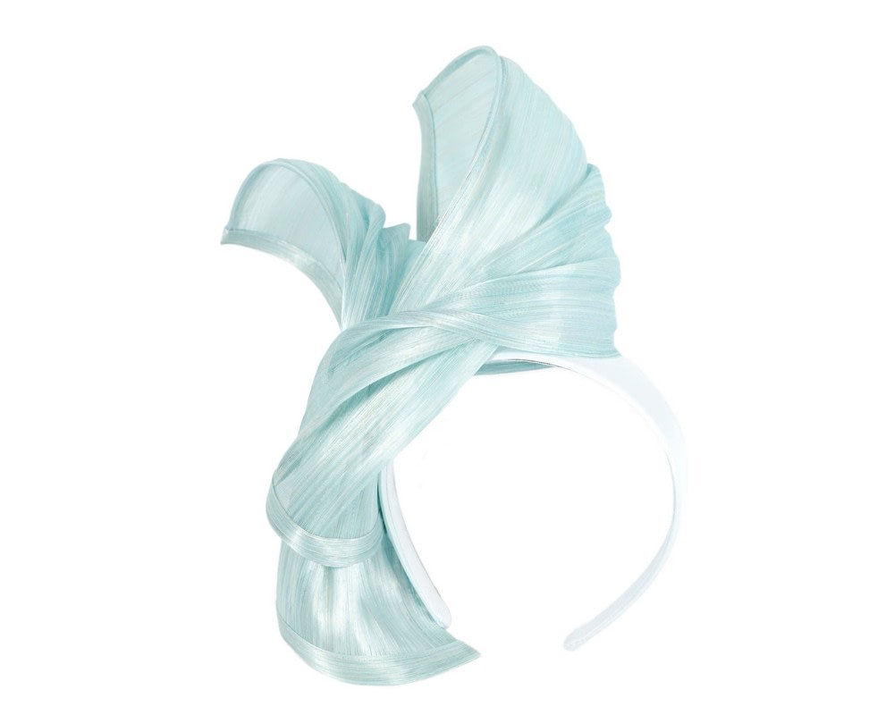 Fascinators Online - Light blue twists of silk abaca fascinator by Fillies Collection