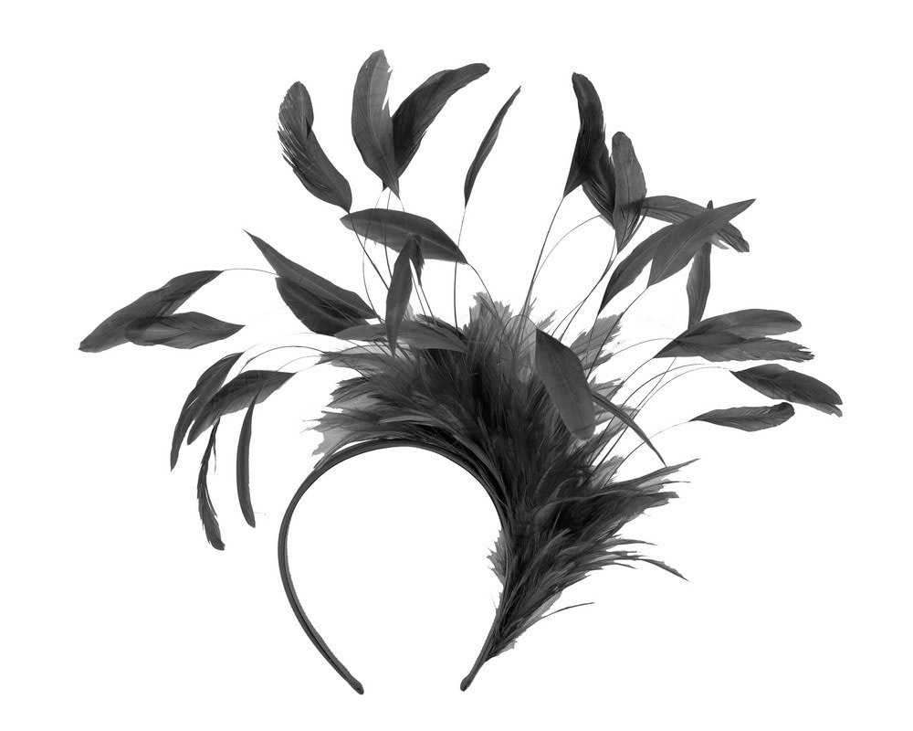 Large black feathers fascinator headband - Image 4