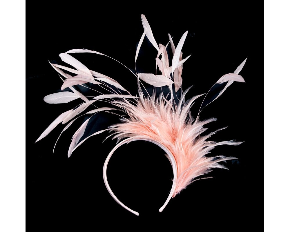 Large pink feathers fascinator headband - Fascinators Online Large pink feathers fascinator headband - Image 4