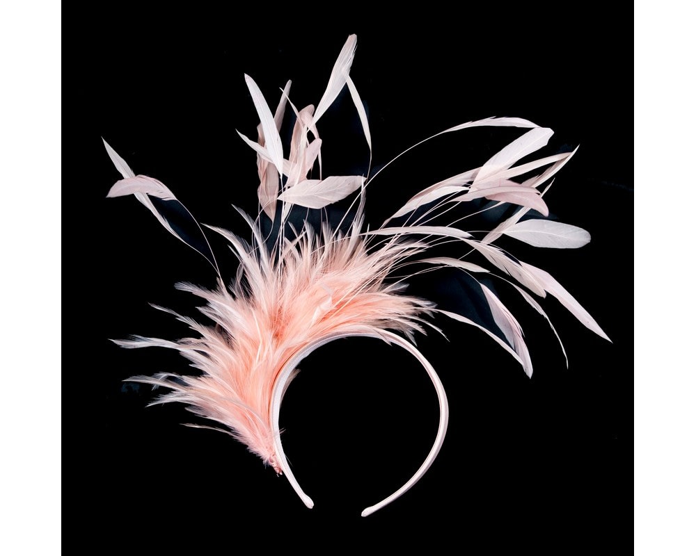 Fascinators Online - Large pink feathers fascinator headband