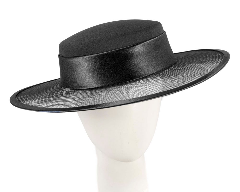 Fascinators Online - Black boater hat by Cupids Millinery Melbourne