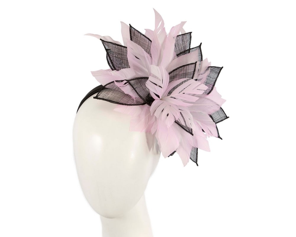 Fascinators Online - Max Alexander Floral Black & Pink Feather Fascinator
