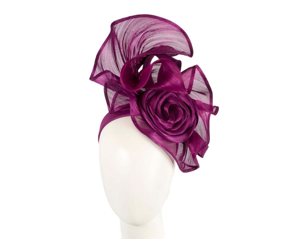 Fascinators Online - Maroon sculptured silk abaca fascinator by Fillies Collection