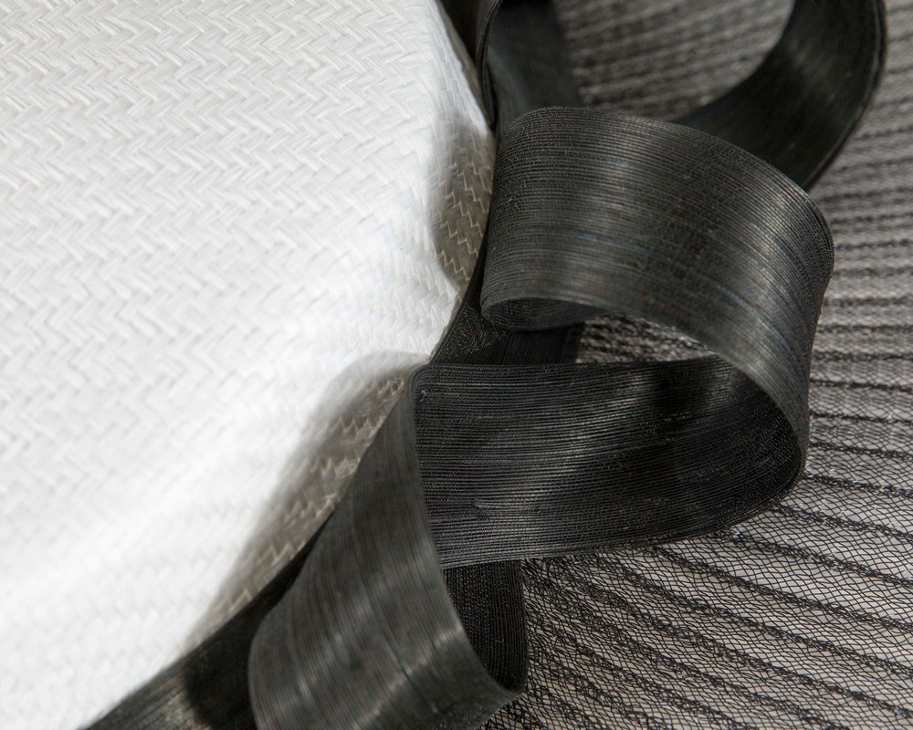 White & black wide brim boater hat by Fillies Collection - Fascinators Online White & black wide brim boater hat by Fillies Collection - Image 5