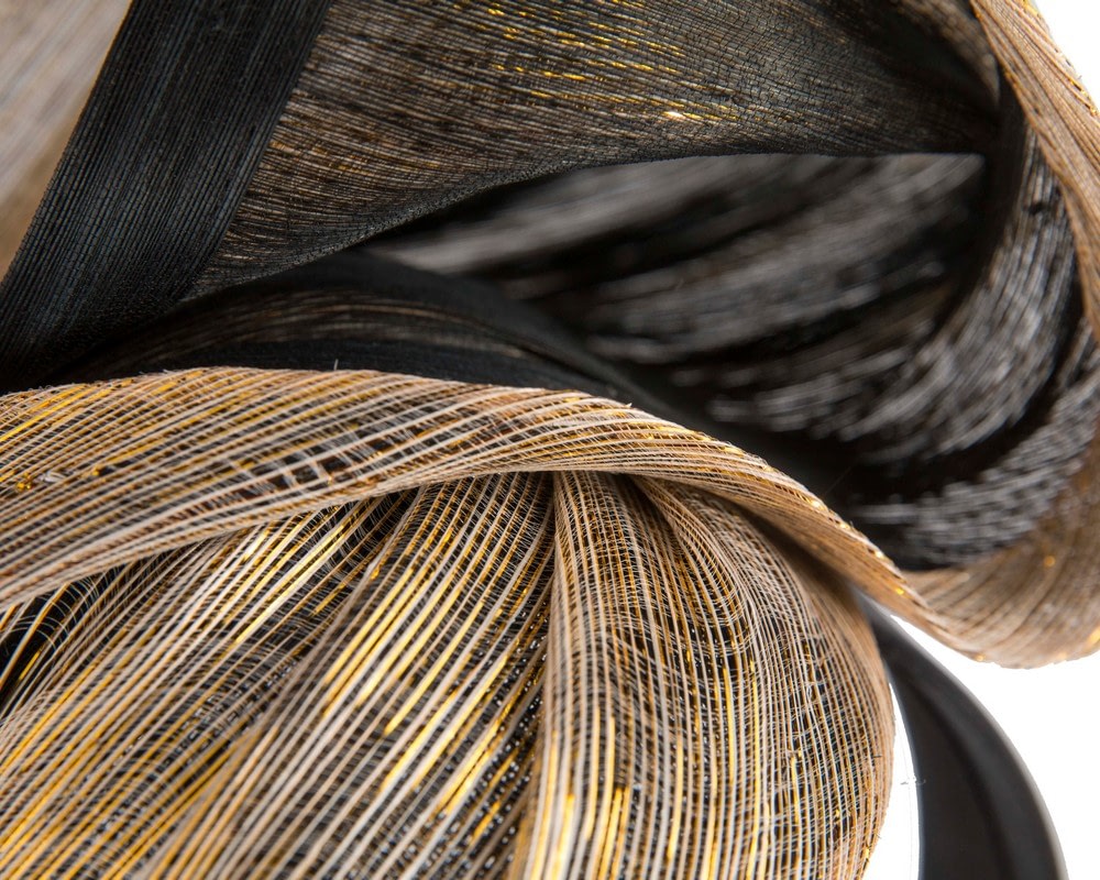 Bespoke black & gold racing fascinator by Fillies Collection - Fascinators Online Bespoke black & gold racing fascinator by Fillies Collection - Image 5
