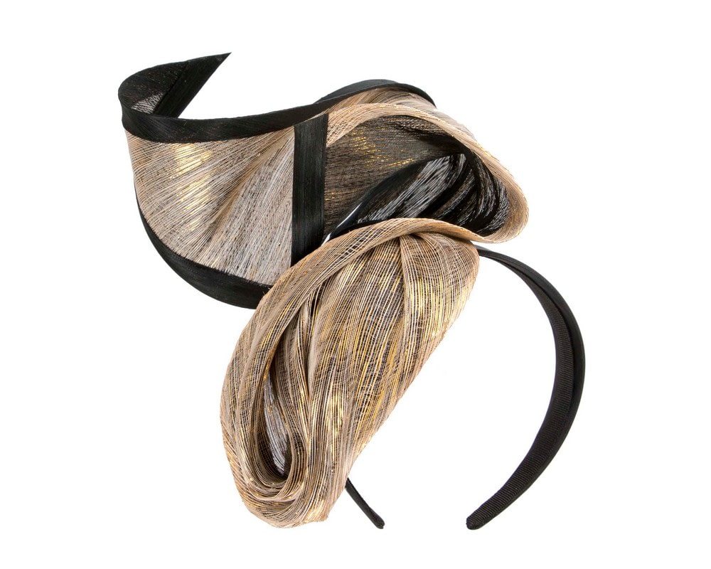 Fascinators Online - Bespoke black & gold racing fascinator by Fillies Collection