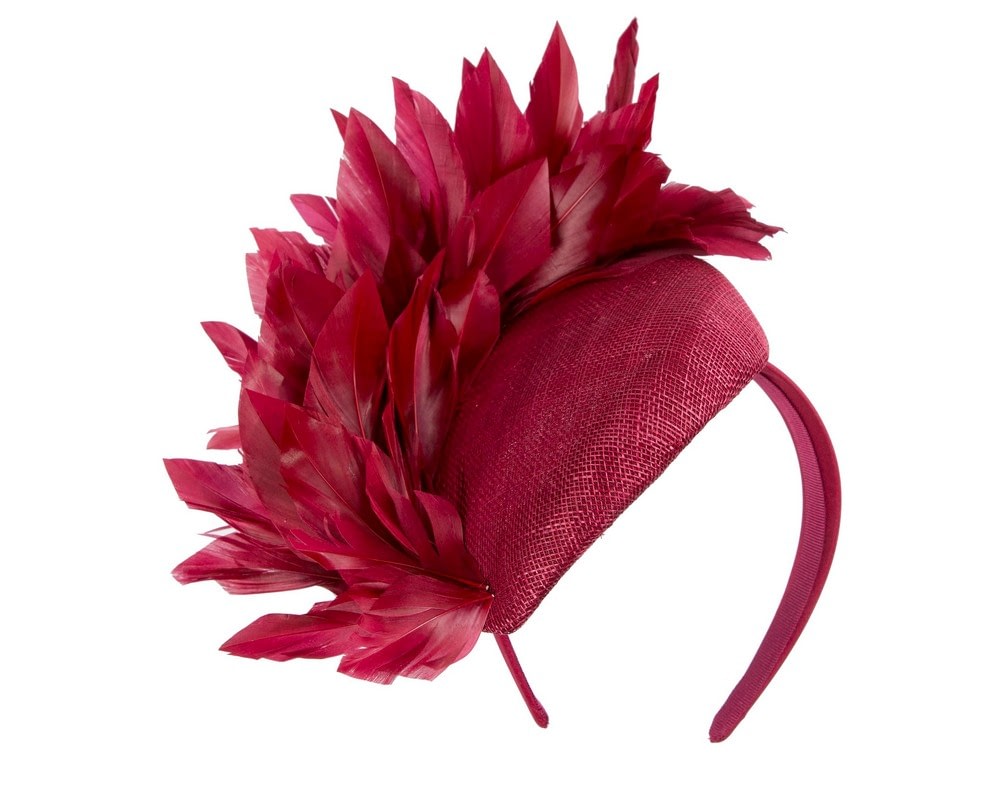 Fascinators Online - Burgundy feather fascinator by Fillies Collection