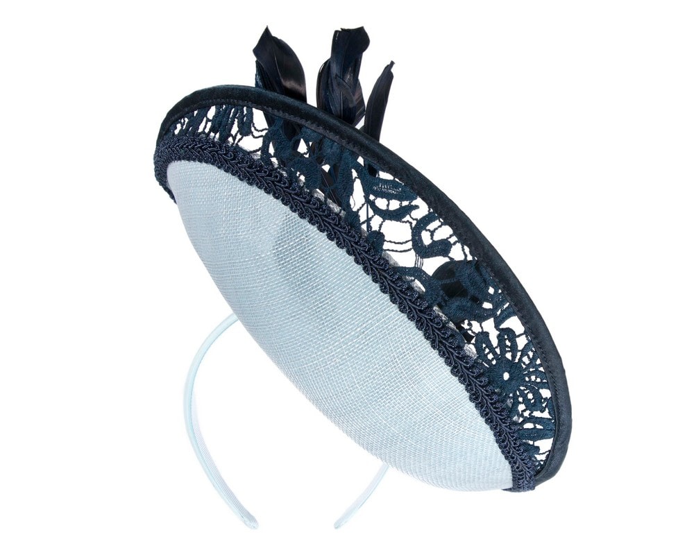 Blue & navy sinamay & lace fascinator by Fillies Collection - Fascinators Online Blue & navy sinamay & lace fascinator by Fillies Collection - Image 6