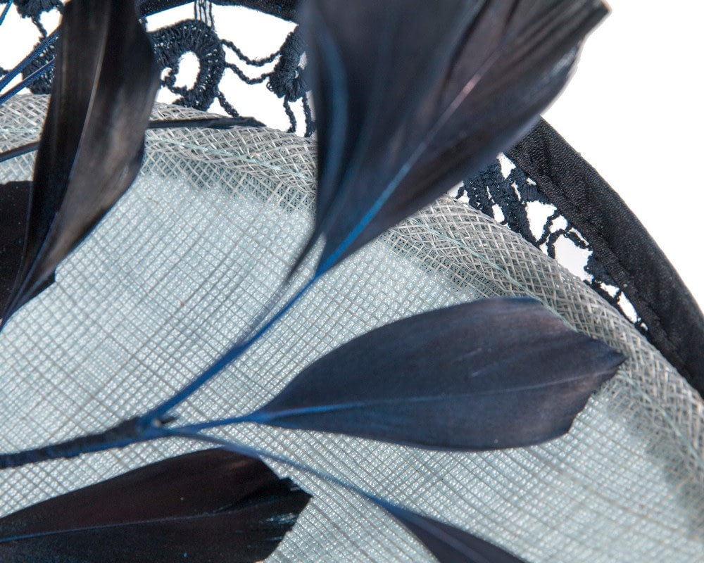 Blue & navy sinamay & lace fascinator by Fillies Collection - Fascinators Online Blue & navy sinamay & lace fascinator by Fillies Collection - Image 5