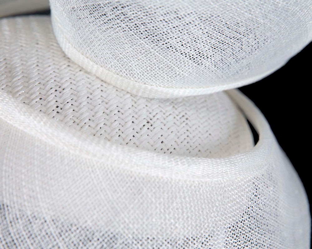 Bespoke white sinamay racing fascinator by Fillies Collection - Image 5