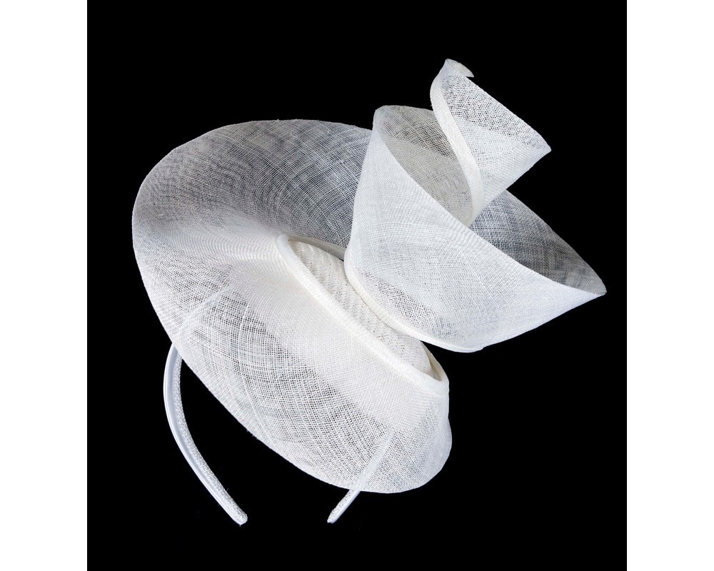 Fascinators Online - Bespoke white sinamay racing fascinator by Fillies Collection