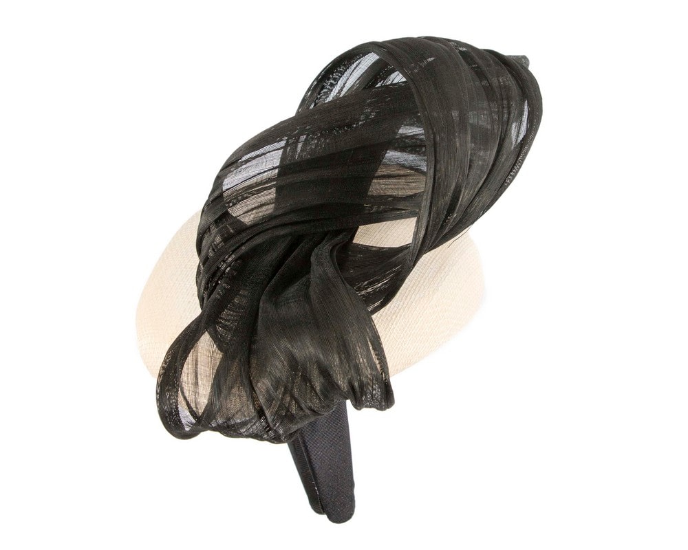 Cream & black pillbox with bow by Fillies Collection S307 - Image 3