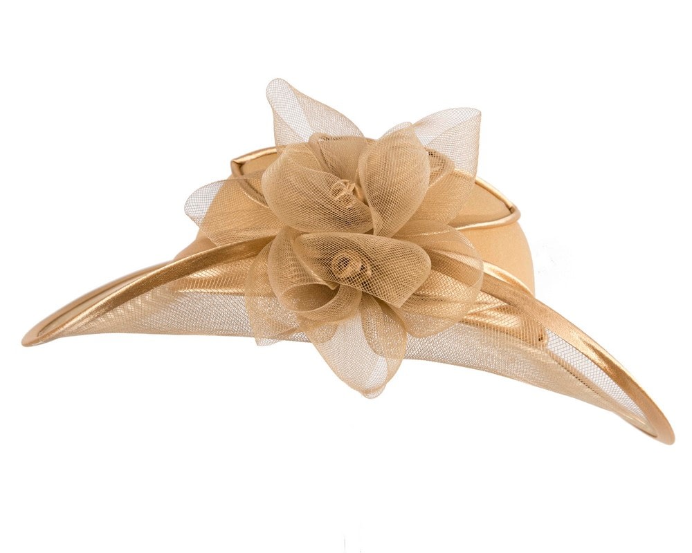 Custom Made Gold Special Occasion Hat - Fascinators Online Custom Made Gold Special Occasion Hat - Image 3