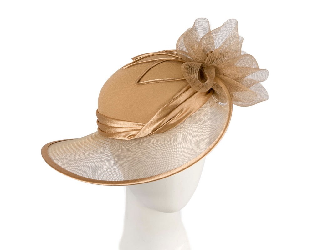 Fascinators Online - Custom Made Gold Special Occasion Hat