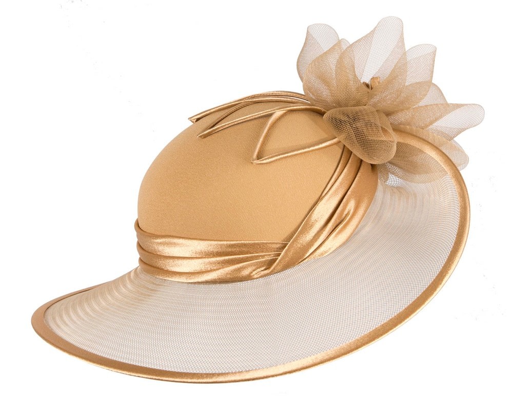 Fascinators Online - Custom Made Gold Special Occasion Hat