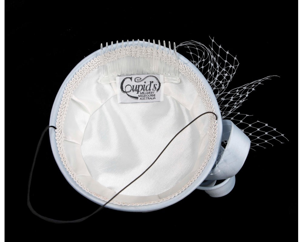 Custom made Light Blue pillbox Hat by Cupids Millinery - Fascinators Online Custom made Light Blue pillbox Hat by Cupids Millinery - Image 6
