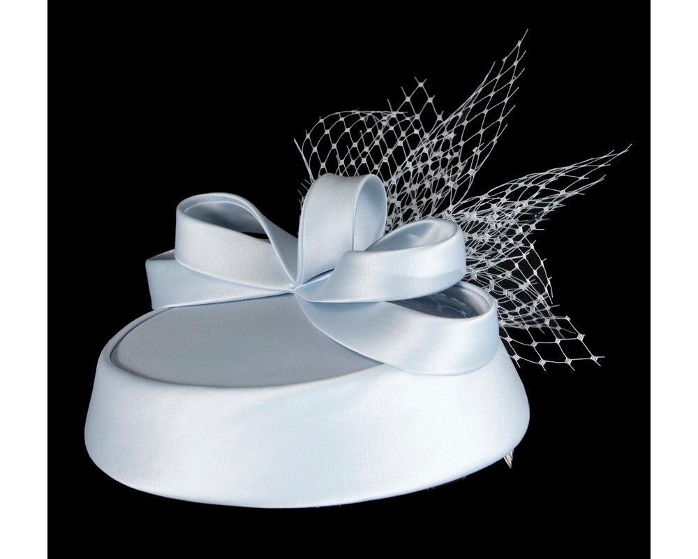 Custom made Light Blue pillbox Hat by Cupids Millinery - Fascinators Online Custom made Light Blue pillbox Hat by Cupids Millinery - Image 3