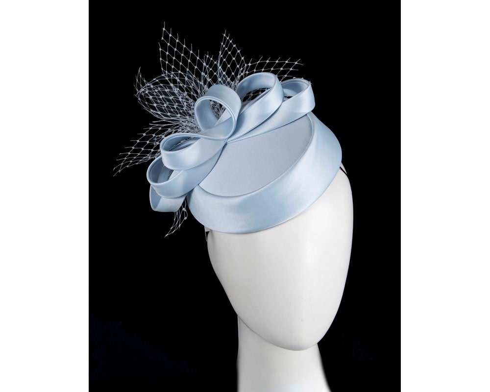 Fascinators Online - Custom made Light Blue pillbox Hat by Cupids Millinery