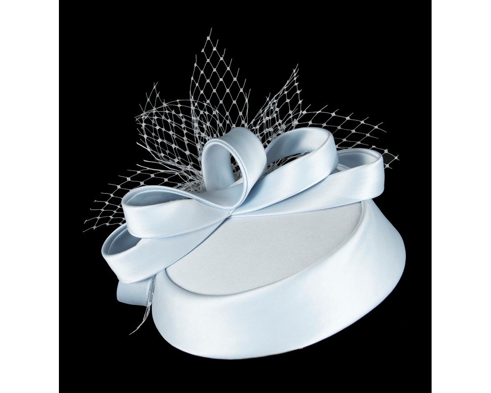 Fascinators Online - Custom made Light Blue pillbox Hat by Cupids Millinery