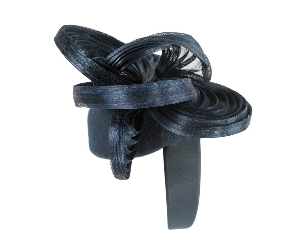 Exquisite navy winter racing fascinator by Fillies Collection - Image 4