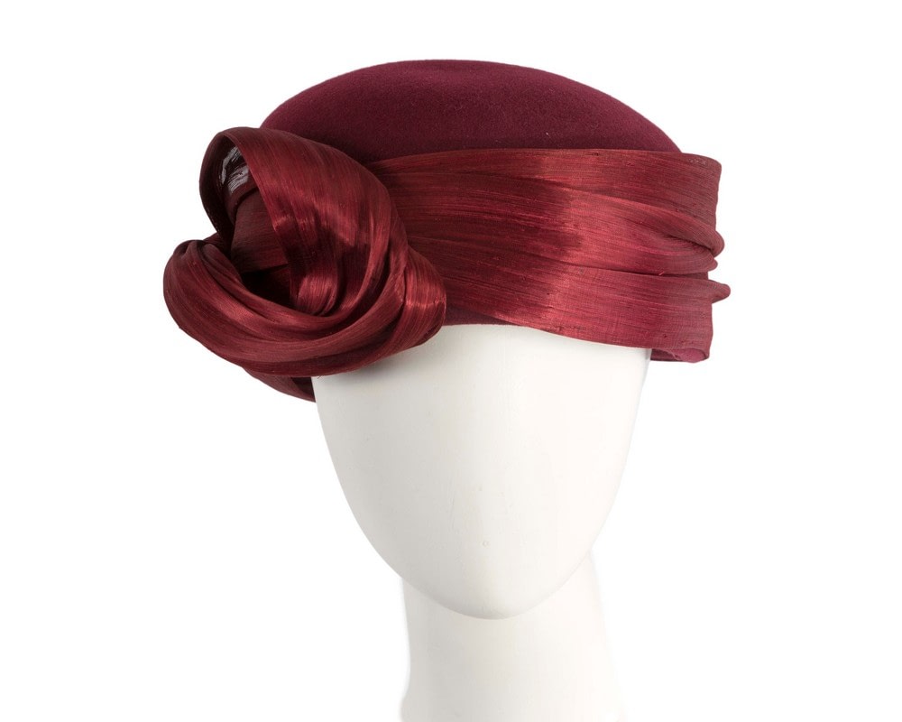 Fascinators Online - Elegant Burgundy Wine Hat by Fillies Collection