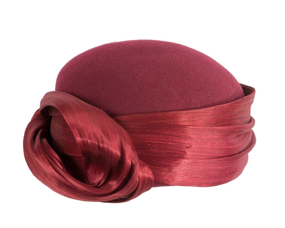 Fascinators Online - Elegant Burgundy Wine Hat by Fillies Collection