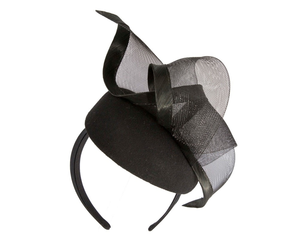 Elegant Black Pillbox Fascinator for Winter Racing - Fascinators Online Elegant Black Pillbox Fascinator for Winter Racing - Image 6
