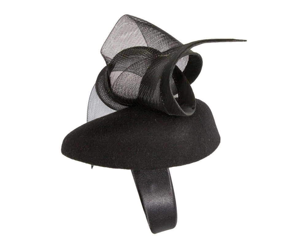 Elegant Black Pillbox Fascinator for Winter Racing - Fascinators Online Elegant Black Pillbox Fascinator for Winter Racing - Image 3