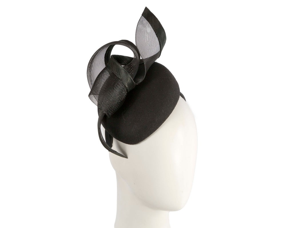 Fascinators Online - Elegant Black Pillbox Fascinator for Winter Racing