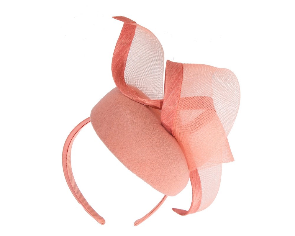 Elegant Coral Pillbox Fascinator for Winter Racing - Fascinators Online Elegant Coral Pillbox Fascinator for Winter Racing - Image 6