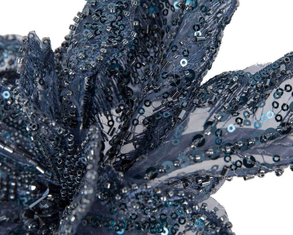 Sparkling Navy Fascinator with Sequins by Fillies Collection - Fascinators Online Sparkling Navy Fascinator with Sequins by Fillies Collection - Image 3