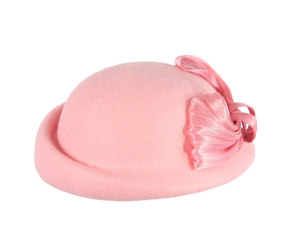 Bold Pink Felt Hat with Silk Abaca Bow - Image 6