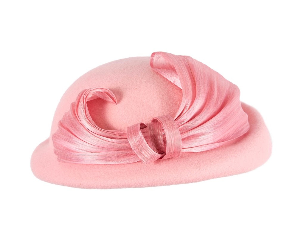 Bold Pink Felt Hat with Silk Abaca Bow - Image 4
