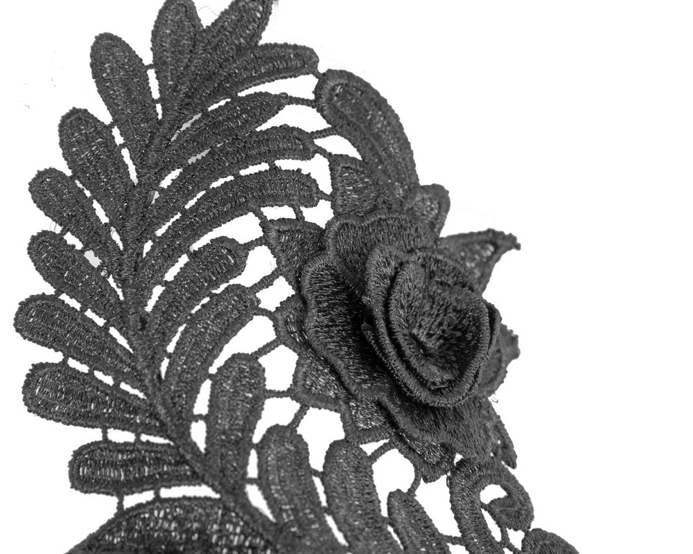 Stylish Black Crown Lace Fascinator by Max Alexander - Fascinators Online Stylish Black Crown Lace Fascinator by Max Alexander - Image 4