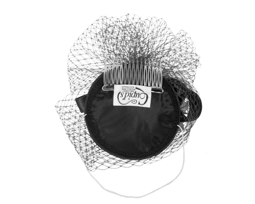 Custom made black cocktail hat by Cupids Millinery - Image 3