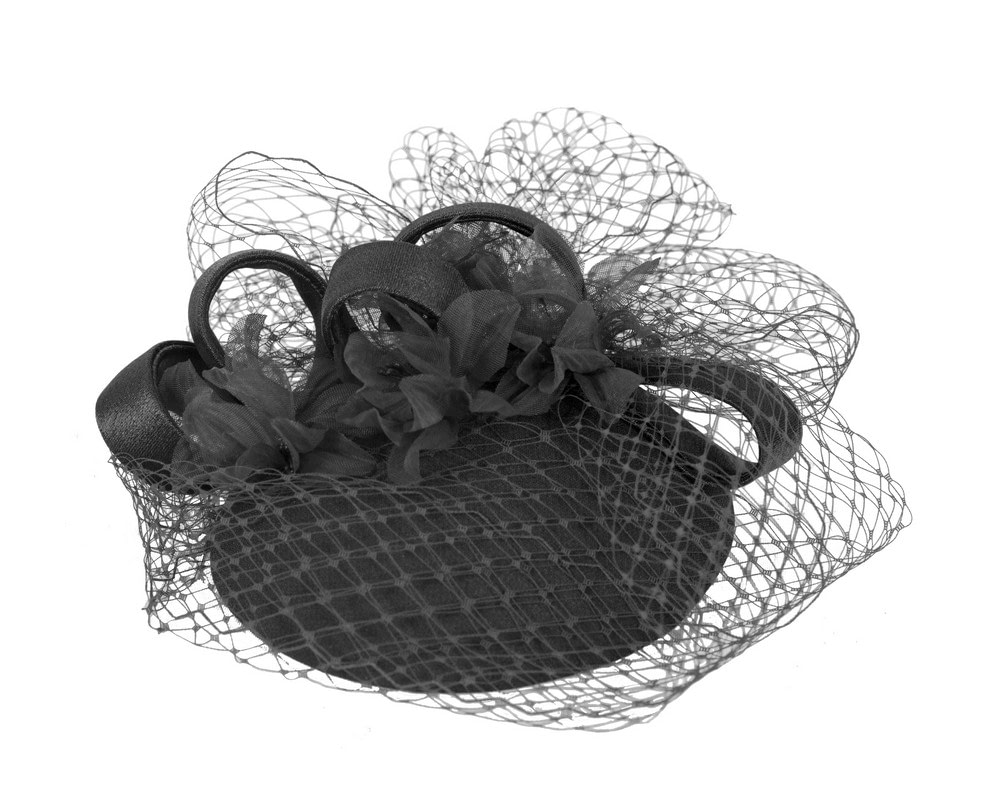 Fascinators Online - Custom made black cocktail hat by Cupids Millinery