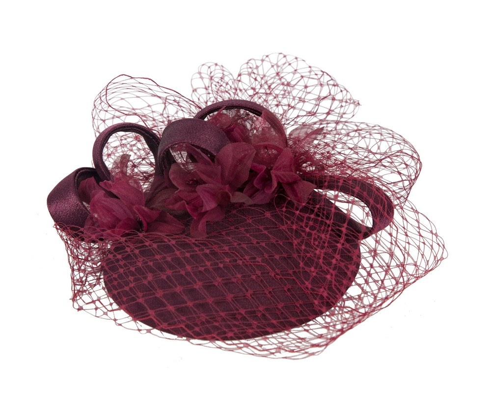 Fascinators Online - Custom made burgundy cocktail hat by Cupids Millinery