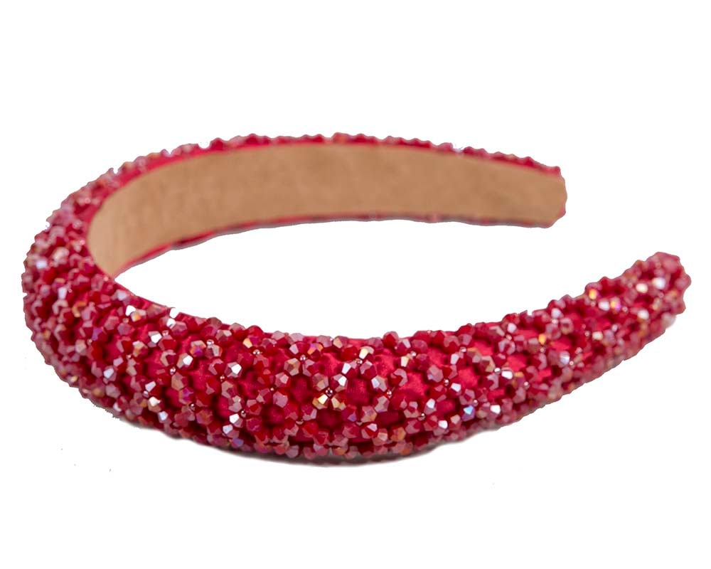 Fascinators Online - Fashion sparkling red fascinator headband