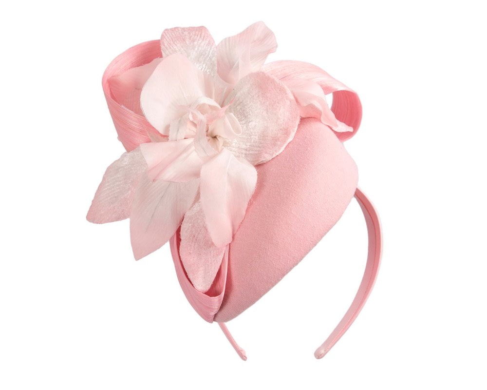 Fascinators Online - Tall pink felt pillbox with flower by Fillies Collection