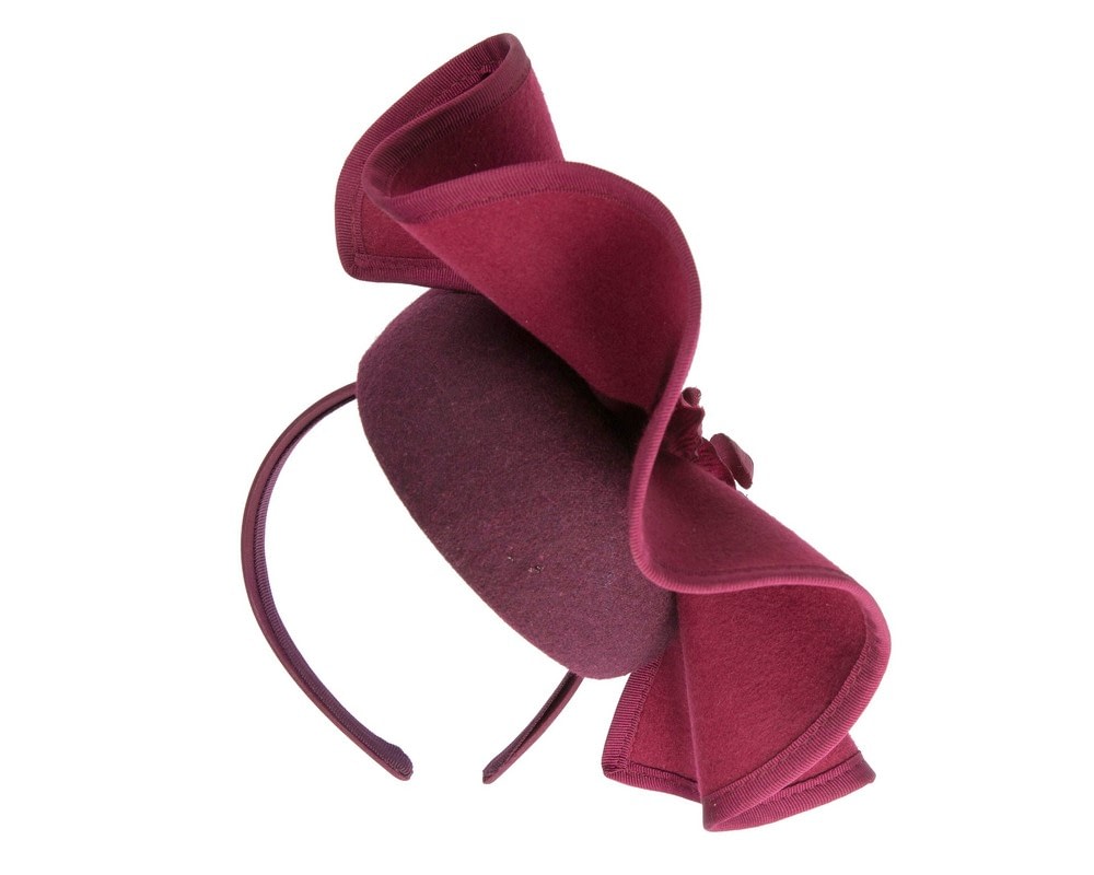 Bespoke burgundy racing fascinator by Fillies Collection - Image 6