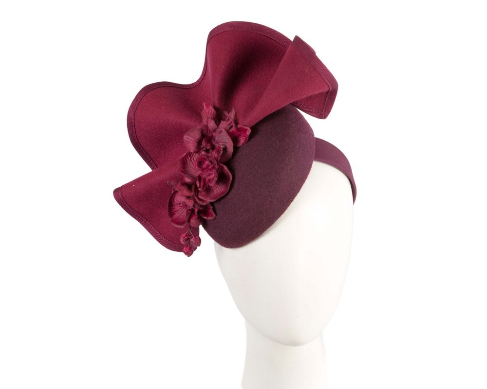 Fascinators Online - Bespoke burgundy racing fascinator by Fillies Collection