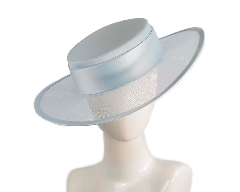 Fascinators Online - Light Blue boater hat by Cupids Millinery Melbourne