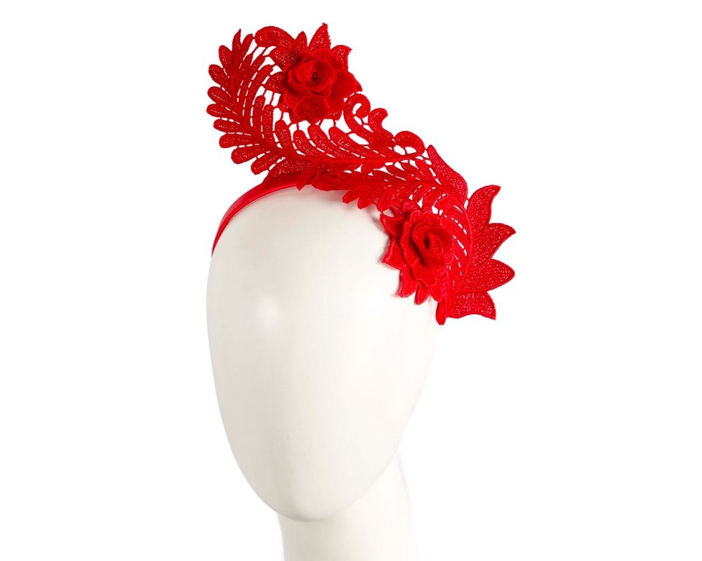 Fascinators Online - Stylish Red Crown Lace Fascinator by Max Alexander