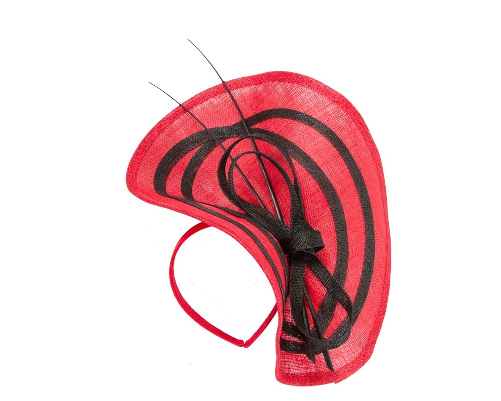 Fascinators Online - Elegant Red and Black Sinamay Fascinator by Max Alexander