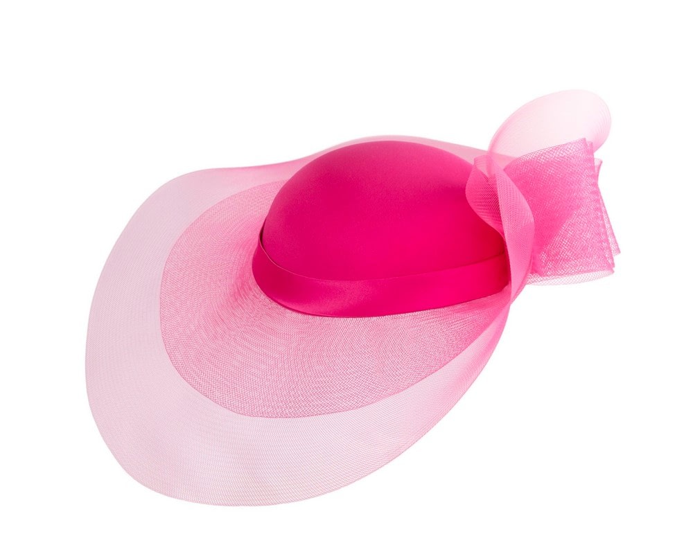 Custom made fuchsia wide brim hat by Fillies Collection - Image 3